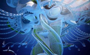 Vincent Callebaut Architectures Paris; AEQUOREA Oceanscraper (2015); Printed in 3D from the Seventh Continent's Garbage; Rio De Janeiro, Brazil